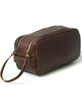 Croco Leather Toiletry Bag