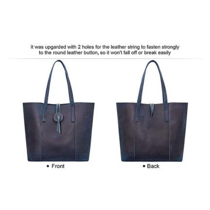 blue leather side tote bags