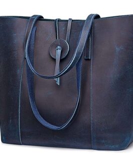 BLUE ORANGE VINTAGE LEATHER HANDBAG FOR WOMEN