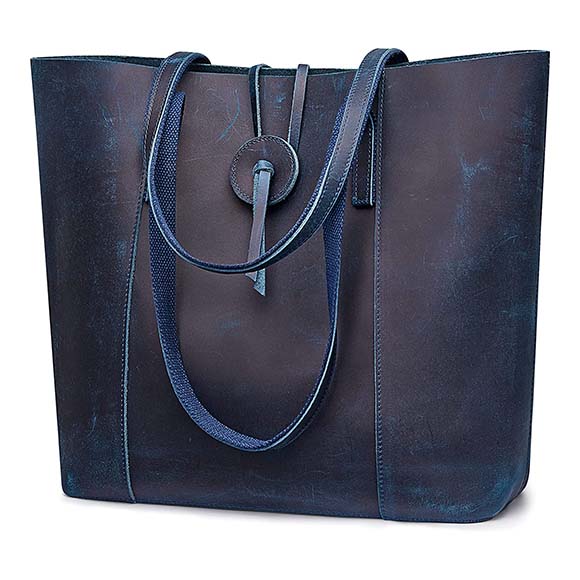 BLUE ORANGE VINTAGE LEATHER HANDBAG FOR WOMEN