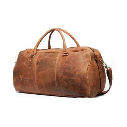 Brown genuine leather duffel bag