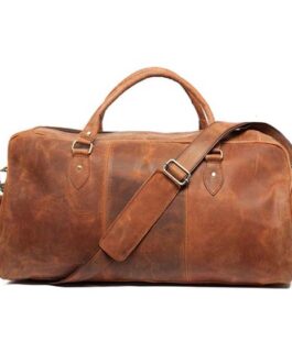 Brown genuine leather duffel bag