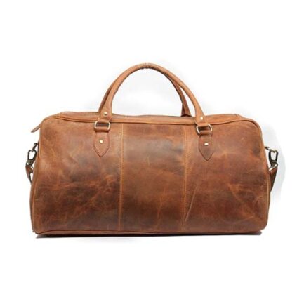 Brown genuine leather duffel bag