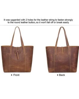 BROWN VINTAGE LEATHER HANDBAG FOR WOMEN