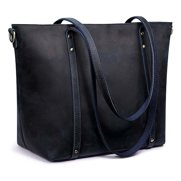 dark blue side tote bag