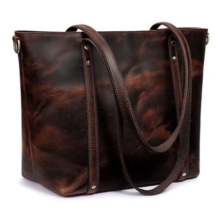 DARK BROWN GENUINE LEATHER TOTE BAG