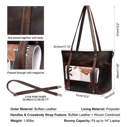 dark brown tote side bags