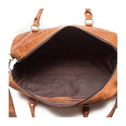 Brown genuine leather duffel bag