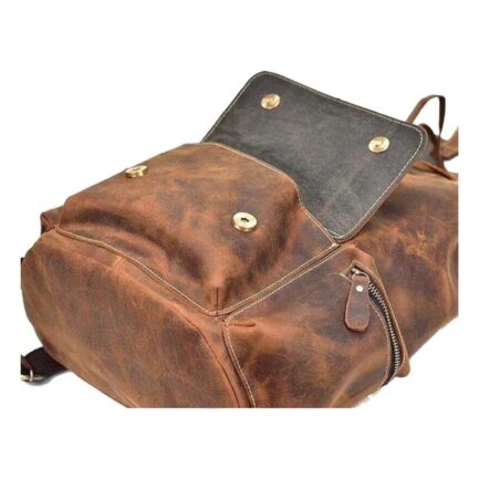 VINTAGE LEATHER BROWN BAG | UNISEX LEATHER BACKPACK - Image 2