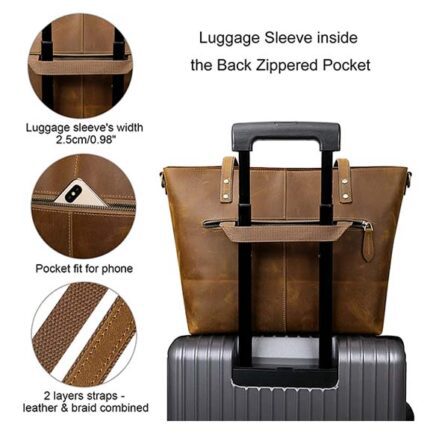 light brown leather side bags