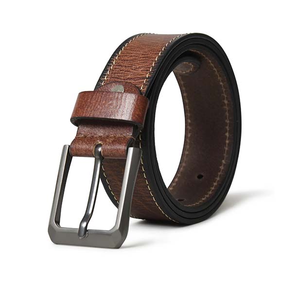 men brown leather belt