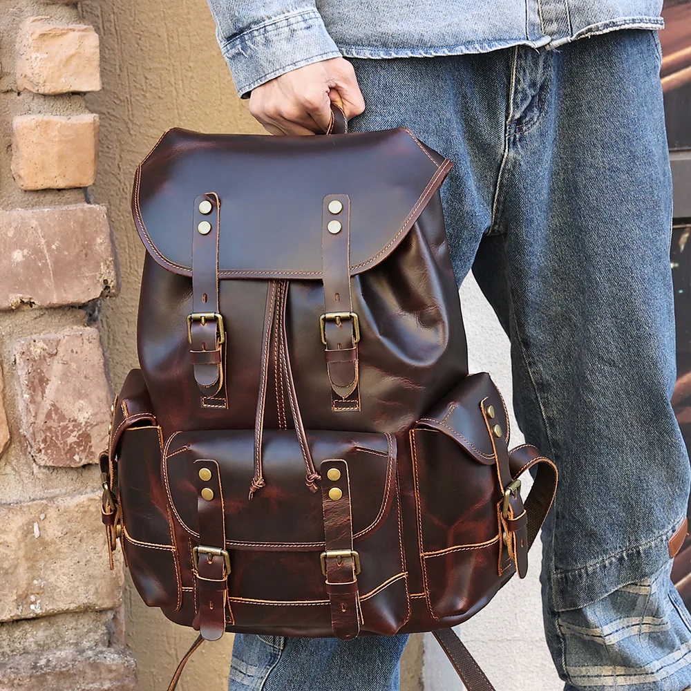 vintage explorer leather backpack