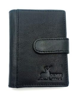 BUTTON BLACK COLOR LEATHER CARD & COIN HOLDER