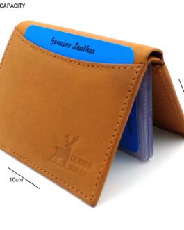 TAN LEATHER COLOR CARD & COIN HOLDER