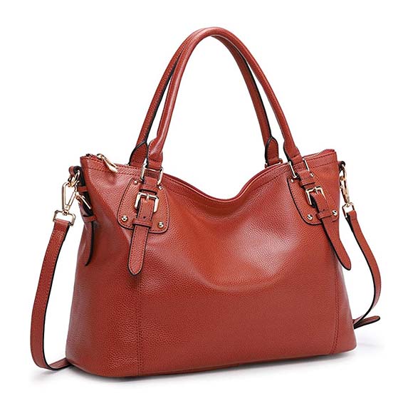 red leather bag